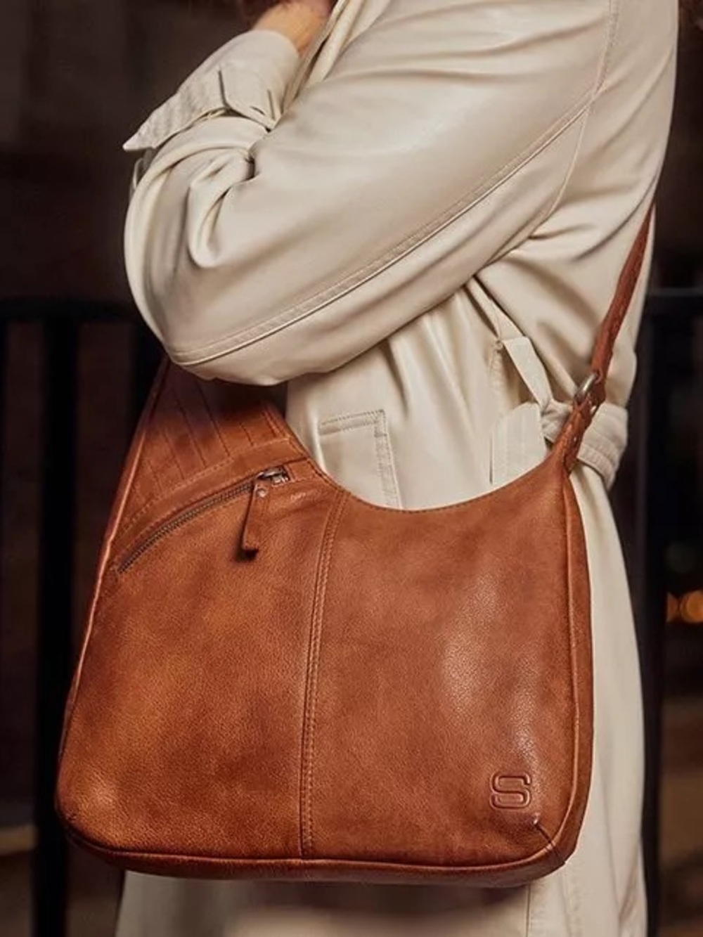 Spikes & Sparrow “Moria” Leather Crossbody / Shoulder Bag - Camel / Tan
